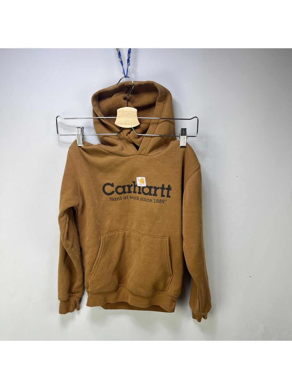 Vintage Carhartt Brown Hoodie Youth Kids Sweatshirt MEdium